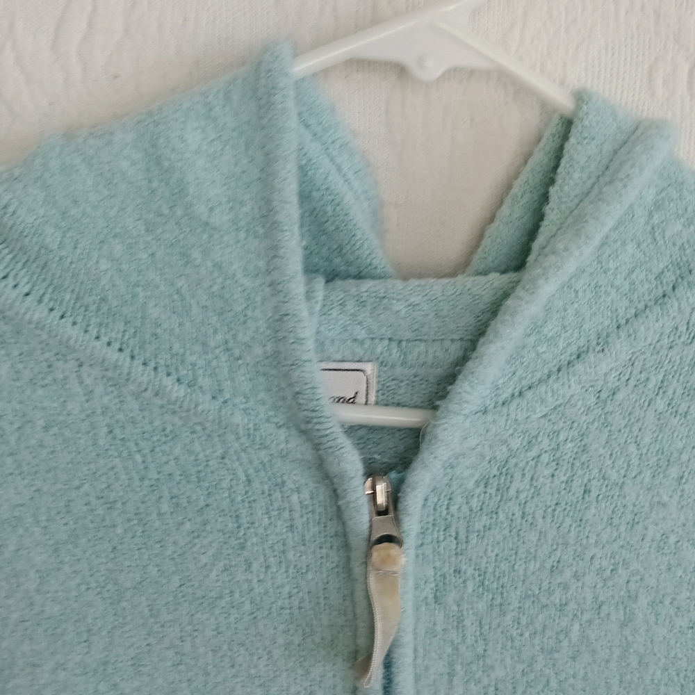 Cozy Aqua Blue Hooded Cardigan Fuzzy Teddy Hooded Soft Comfy Pastel Mint Green - Picture 7 of 12